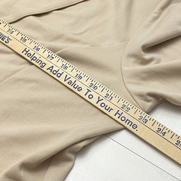 Susan Graver Tailored Stretch Knit Unlined Tan Blazer Pockets Women's Large - Picture 8 of 11